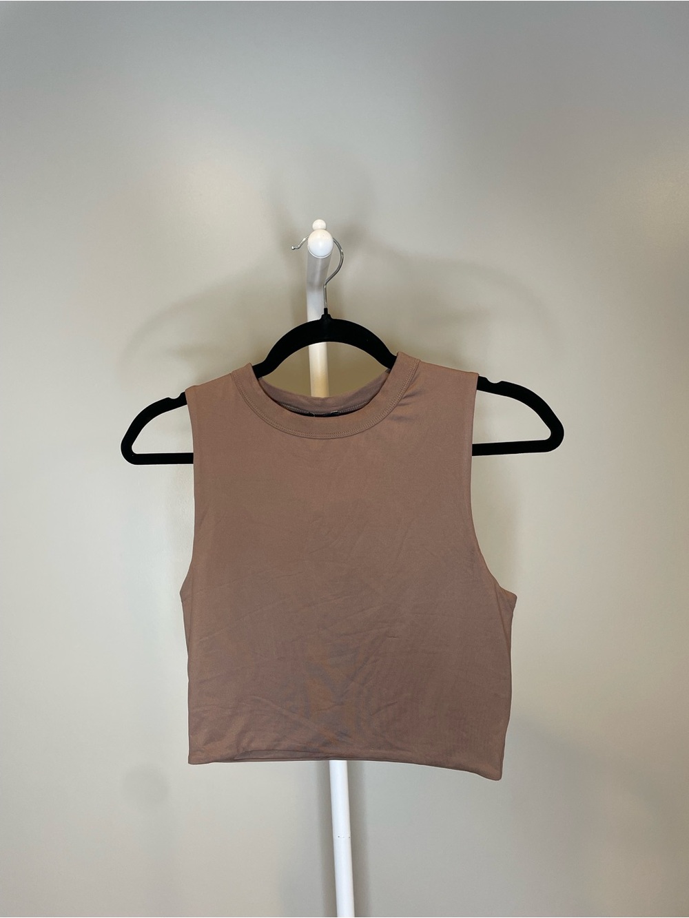 naked wardrobe Cropped Tank Top in Taupe Brown